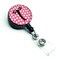 Carolines Treasures CJ1001-TBR Letter T Monogram Pink &#x26; Black Polka Dots Retractable Badge Reel